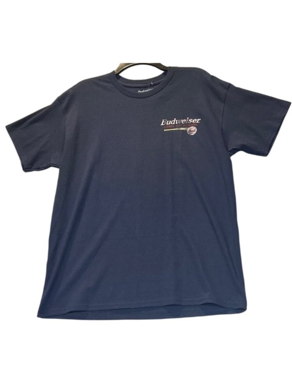 Budweiser Mens T-Shirt Size Large Navy Blue "King Of Beers" Baseball Logo
